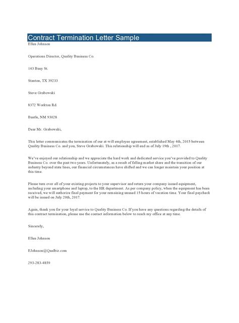 termination  al agreement letter template infoupdateorg