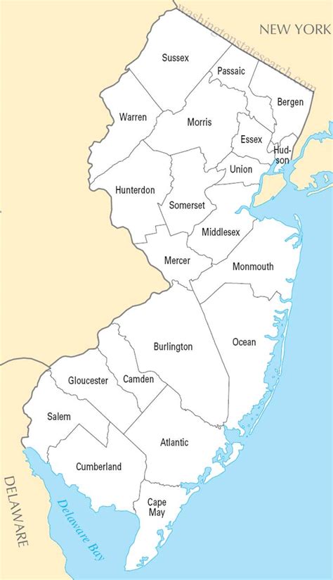 large detailed  jersey state county map