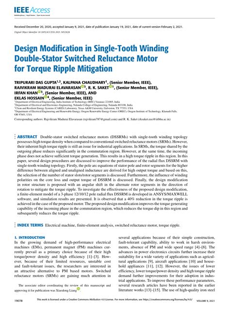design modification  single tooth winding double stator