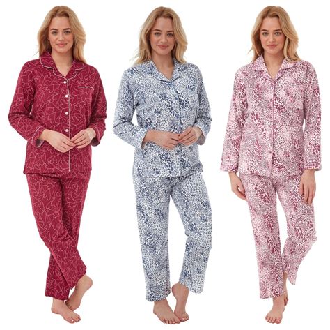ladies pure brushed cotton animal pyjamas pajama pjs etsy uk