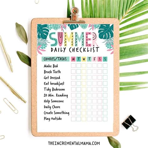 printable summer chore charts   year olds llh