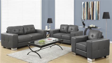 gy charcoal gray bonded leather living room set gy monarch