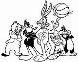 Jam Looney Tunes Basketball Colouring Clipartmag Fascinating sketch template