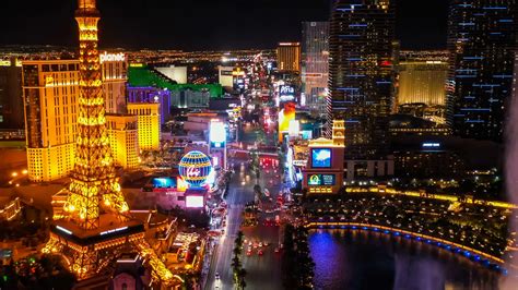 Flying Over Downtown Las Vegas At Night With Stock Footage Sbv