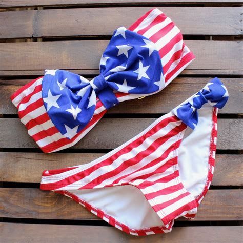 american flag bow bikini bowkini swimsuit patriotic 4th of