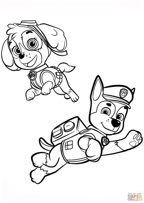 chase  skye coloring page  printable coloring pages paw