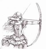Archer Drawing Sketch Female Medieval Girl Drawings Paintingvalley Sketches Young sketch template