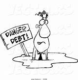 Debt Drowning Outlined Businessman sketch template
