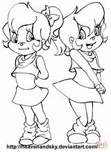 Coloring Twins Alvin Chipmunks Pages Girls Brittany Chipmunk Bella Drawings Online Cartoon Clipart Color Template sketch template