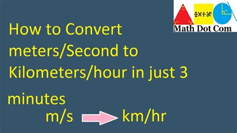 converting metersecond  kilometerhour conversion  units  speed math dot  youtube