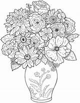 Coloring Flower Pages Printable Kids Vase sketch template