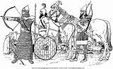 Coloring Assyrian Ancient Assyria Soldiers Spears Helmet Beards Bowman Arms Horse War Description sketch template