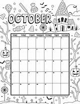 Calendar Coloring October Printable Pages Kids Woojr Printables Calender Oct Monthly Print Children Colouring Halloween Calendars September December 2021 Woo sketch template
