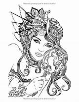 Coloriage Adults Adultes Livre Colorier Imprimer Dessin Fantastique Snels Personnages Mandala Grown Visiter Fille sketch template