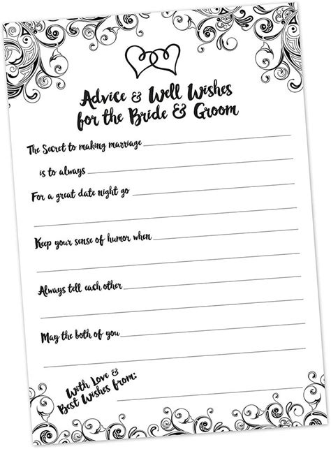wedding advice cards  templates luxury wedding advice cards