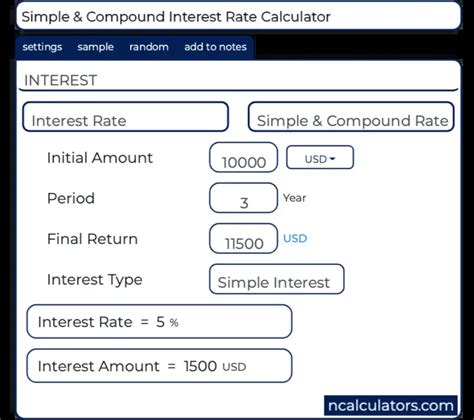simple compound interest rate calculator