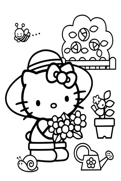 gardening  kitty colouring pages  kitty coloring