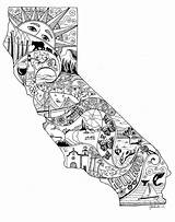 California State Map Tattoo Outline Cali Artwork Drawing Etsy Bear Christmas Illustration Wall Sold sketch template
