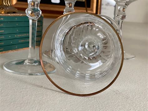 Moser Vintage Crystal Wine Or Water Glasses With Gold Rim Etsy