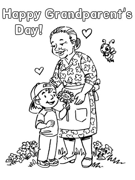 grandparents day coloring pages flower  grandma  printable