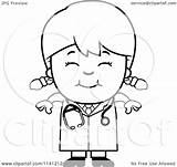 Doctor Veterinarian Girl Cartoon Clipart Coloring Happy Thoman Cory Outlined Vector sketch template