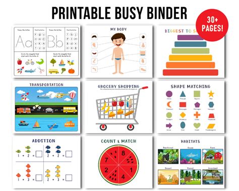 busy binder printables templates printable