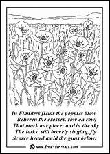 Coloring Flanders Field Kids Poppies Activities Colouring Remembrance Poppy Pages Poem Anzac Craft Fields Printable November Sheets Memorial Canada Feilds sketch template