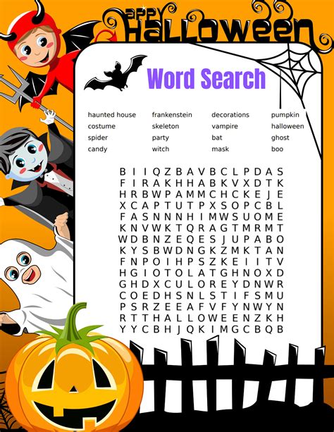 halloween word search printable  kids