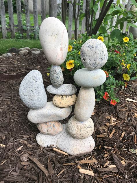 stacked natural stone garden sculpture homebnc