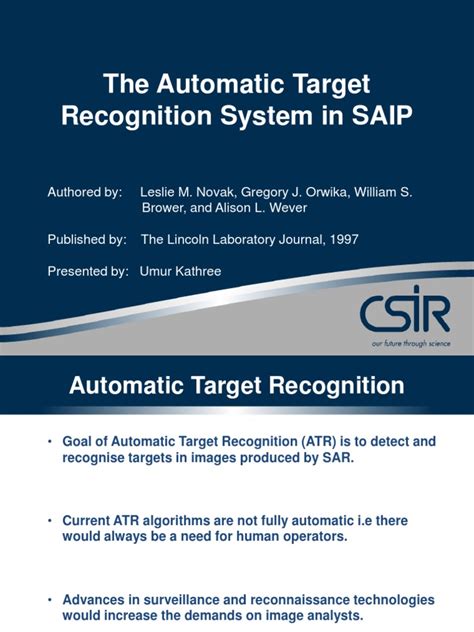 automatic target recognition  saip statistical classification