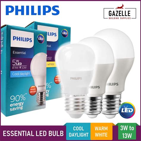 Philips Essential Led Light Bulb Daylight Warm White E27 3w 5w