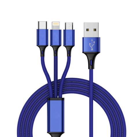 universal usb fast charging cable    multi function cell phone charger cord colorblue