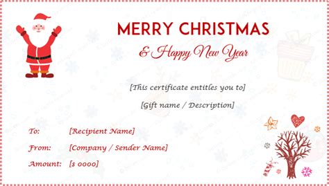 christmas gift certificate templates editable  printable designs