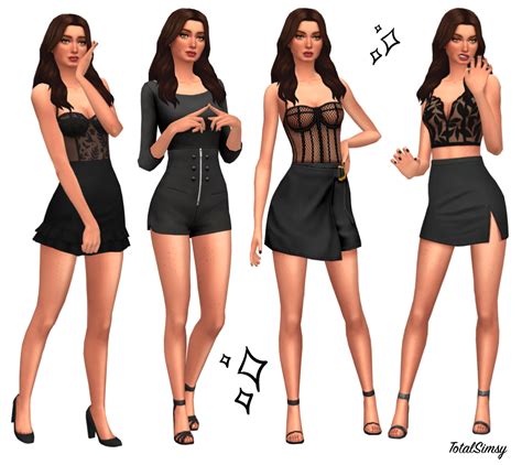 totalsimsy sexy black outfit cc list bodysuit skirt
