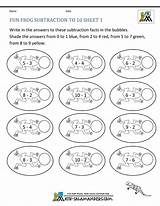 Subtraction Frog Math Worksheets Kindergarten Coloring Fun Number Sheets Sheet sketch template