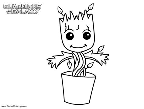 guardians   galaxy baby groot coloring pages  printable