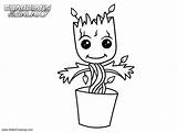 Groot Coloring Pages Baby Guardians Galaxy Printable Kids Adults Color sketch template