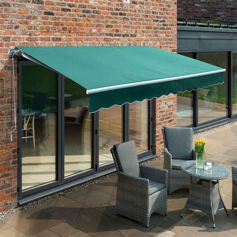 patio diy manual awning garden canopy sun shade retractable shelter top fabric  ebay