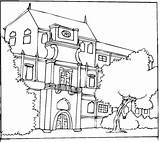 Coloring Pages Bungalow House Houses Beautiful Printable Big Color Buildings Online Colouring Mansion Building Main Popular sketch template