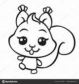 Squirrel Coloring Cute Pages Template sketch template