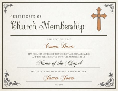 church membership certificate template