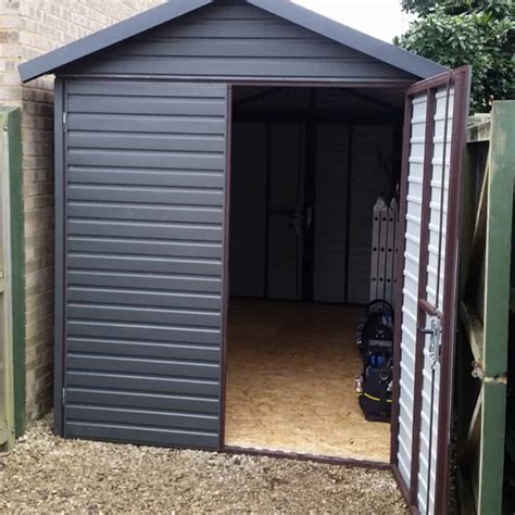 xft heavy duty metal shed   double door secure garagescouk