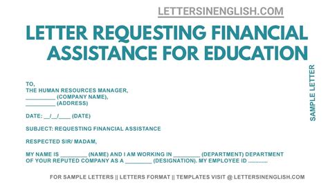 financial assistance letter sample letter requesting financial