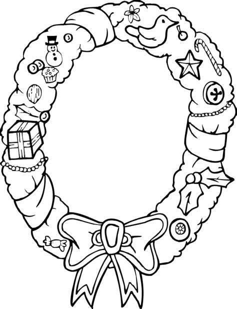 xmas wreath coloring page xmas wreath  decorations clipartsco