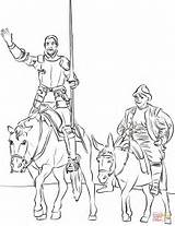 Don Sancho Panza Quixote Coloring Pages Quijote Colorear Para Niños Cervantes Miguel Printable Drawing Colores sketch template