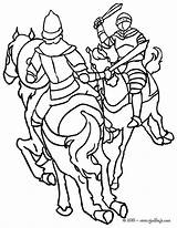 Chevaliers Caballeros Coloriage Cavaleiros Kampf Ritter Ausmalbilder Colorier Batalha Rencontre Combate Knights Cavaleiro sketch template