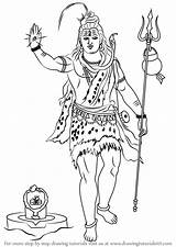 Draw Shiva Drawing Lord Line Standing Step Drawings Hinduism Paintingvalley Learn Tutorials Drawingtutorials101 sketch template