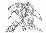 Digimon Shoutmon Coloringhome Animados sketch template