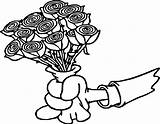 Coloring Give Roses Hand Wecoloringpage Rose sketch template