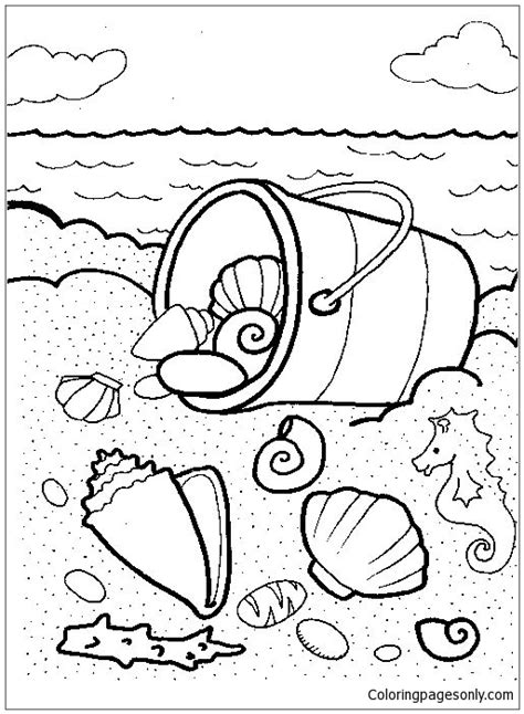 beach  sea shell coloring page  printable coloring pages